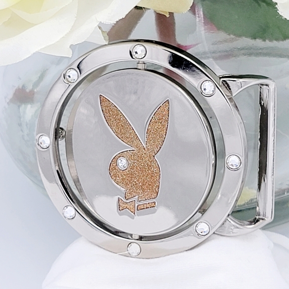 Y2K PLAYBOY Rhinstones Reversible Leather Black Belt Vintage RARE Circa2005 Pink - Picture 1 of 10